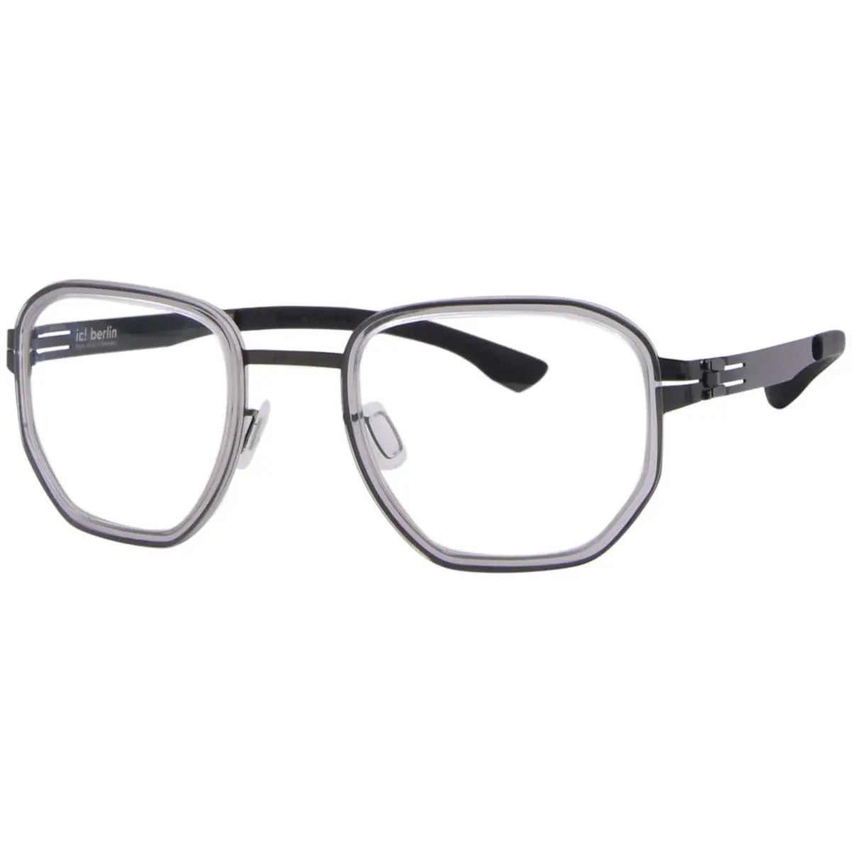 Ic Berlin Hiro Eyeglasses Men`s Gunmetal/sky Grey Full Rim Square Shape 46mm