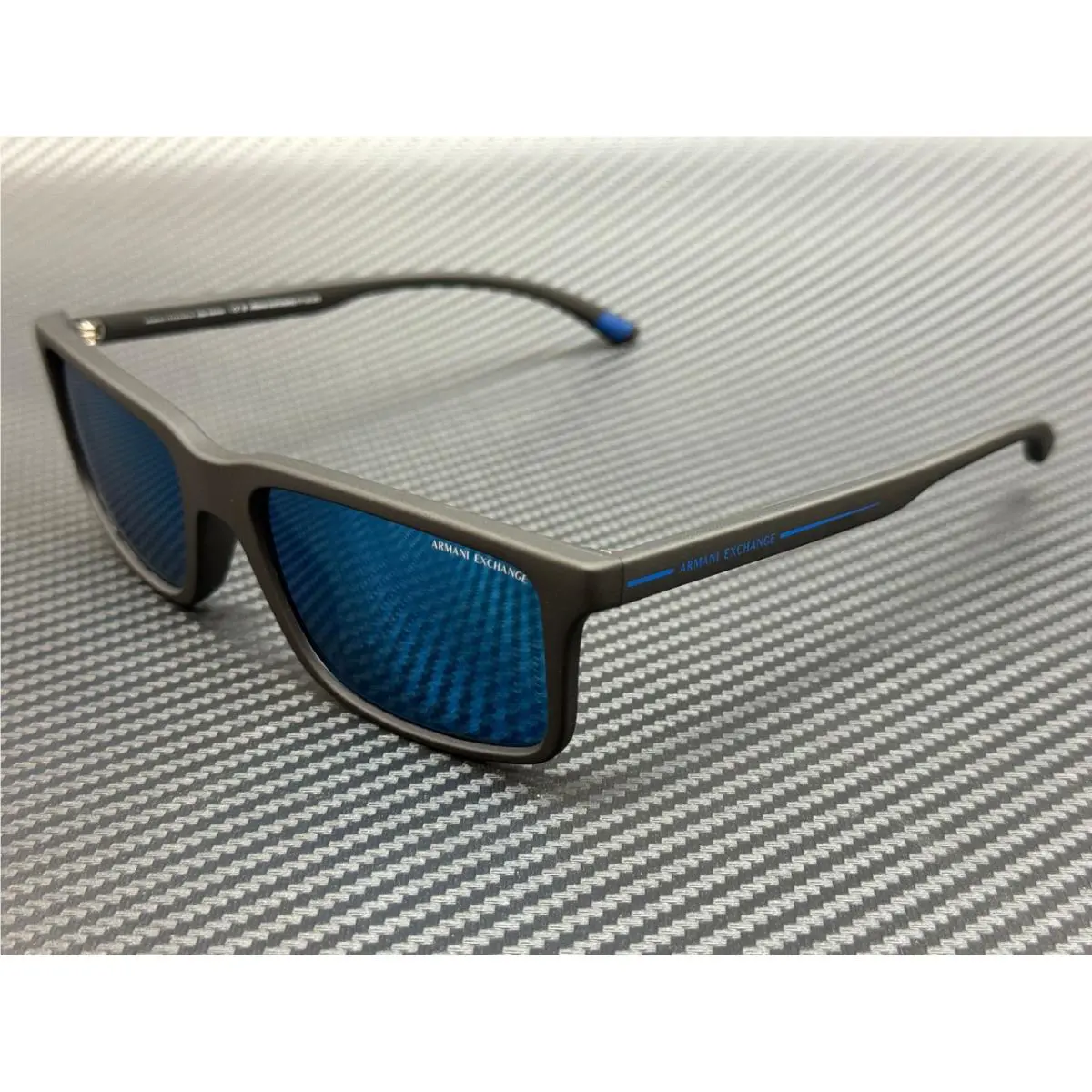 Armani Exchange AX4157SU 807855 Matte Black Blue Mirror Men`s 57 mm Sunglasses