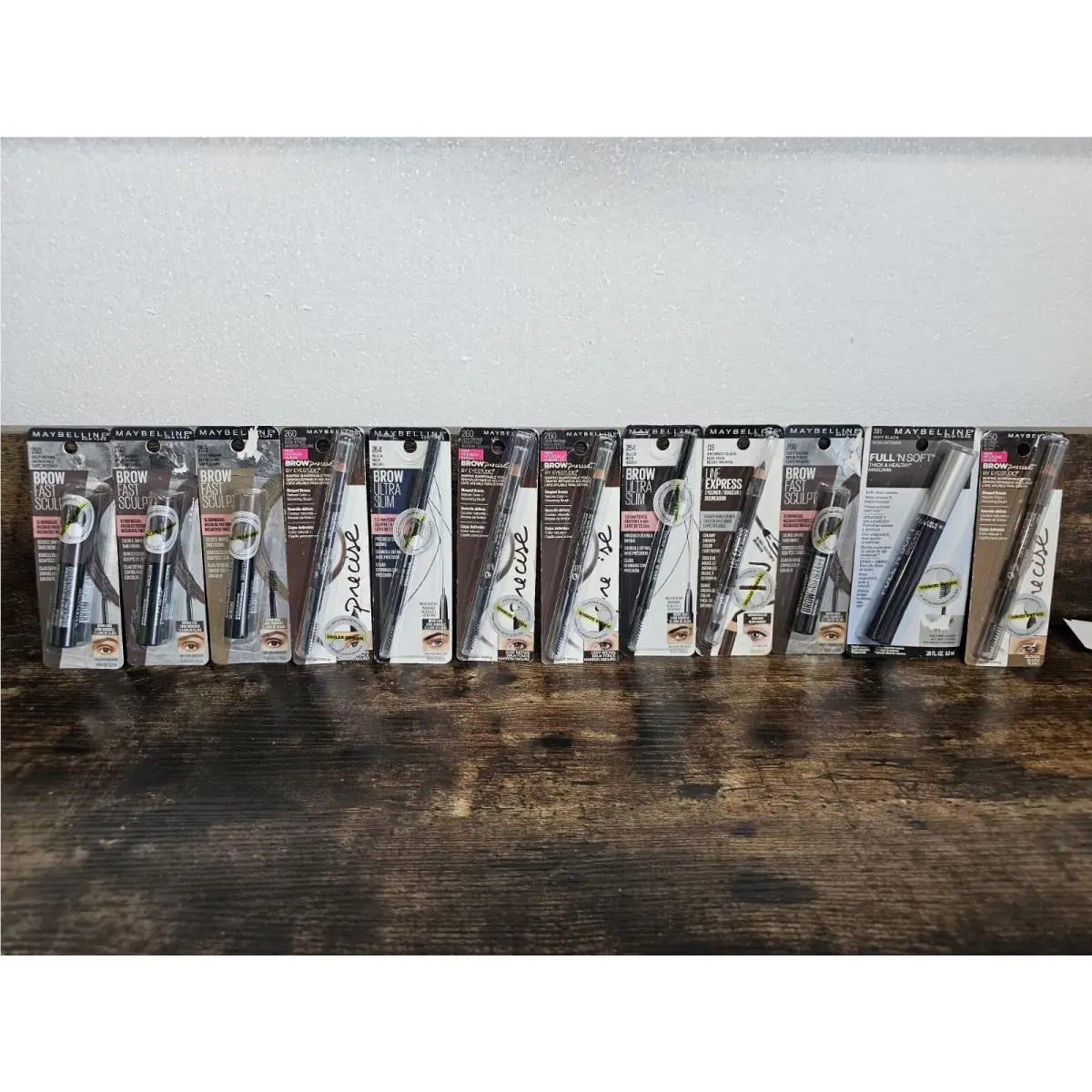 Maybelline Mascara and Brow Pencils Lot Of 12 See Pics Deep Brown Black Very Bla
