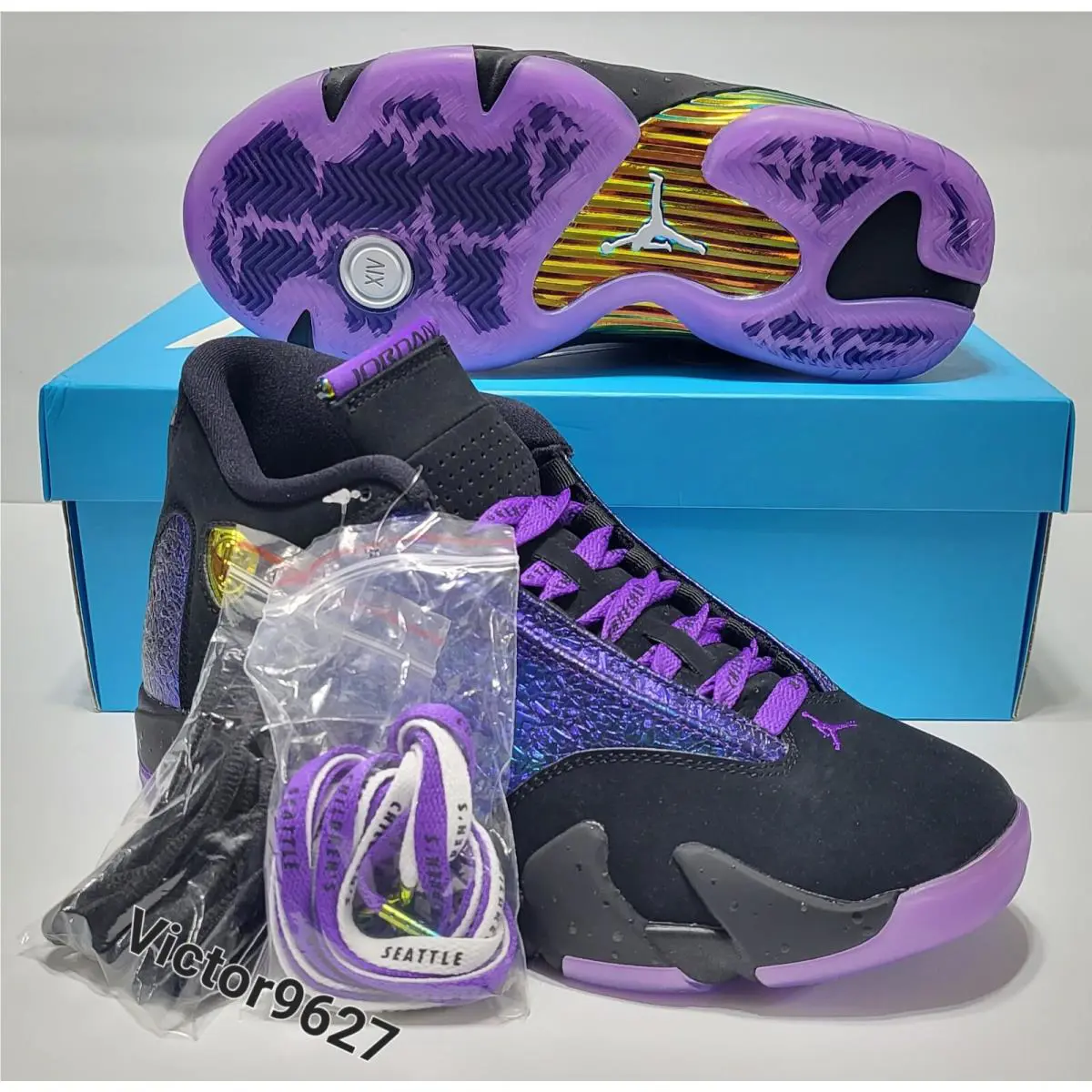 Nike Air Jordan 14 Retro DB Doernbecher 2019 Court Purple Mens Size 8=Womens 9.5