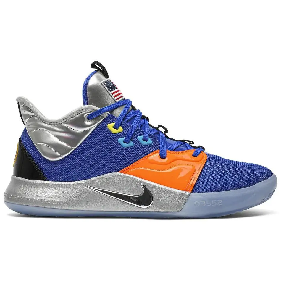 Nasa x Nike PG 3 `apollo 14` Clipper Blue 2019 - Men`s Size 4/ Women`s 5.5 - Blue, Manufacturer: Racer Blue/Metallic Silver