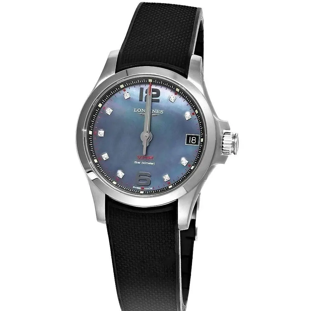 Conquest V.h.p. 36mm Black Mop Diamond Women`s Watch L3.316.4.88.9 by Longines