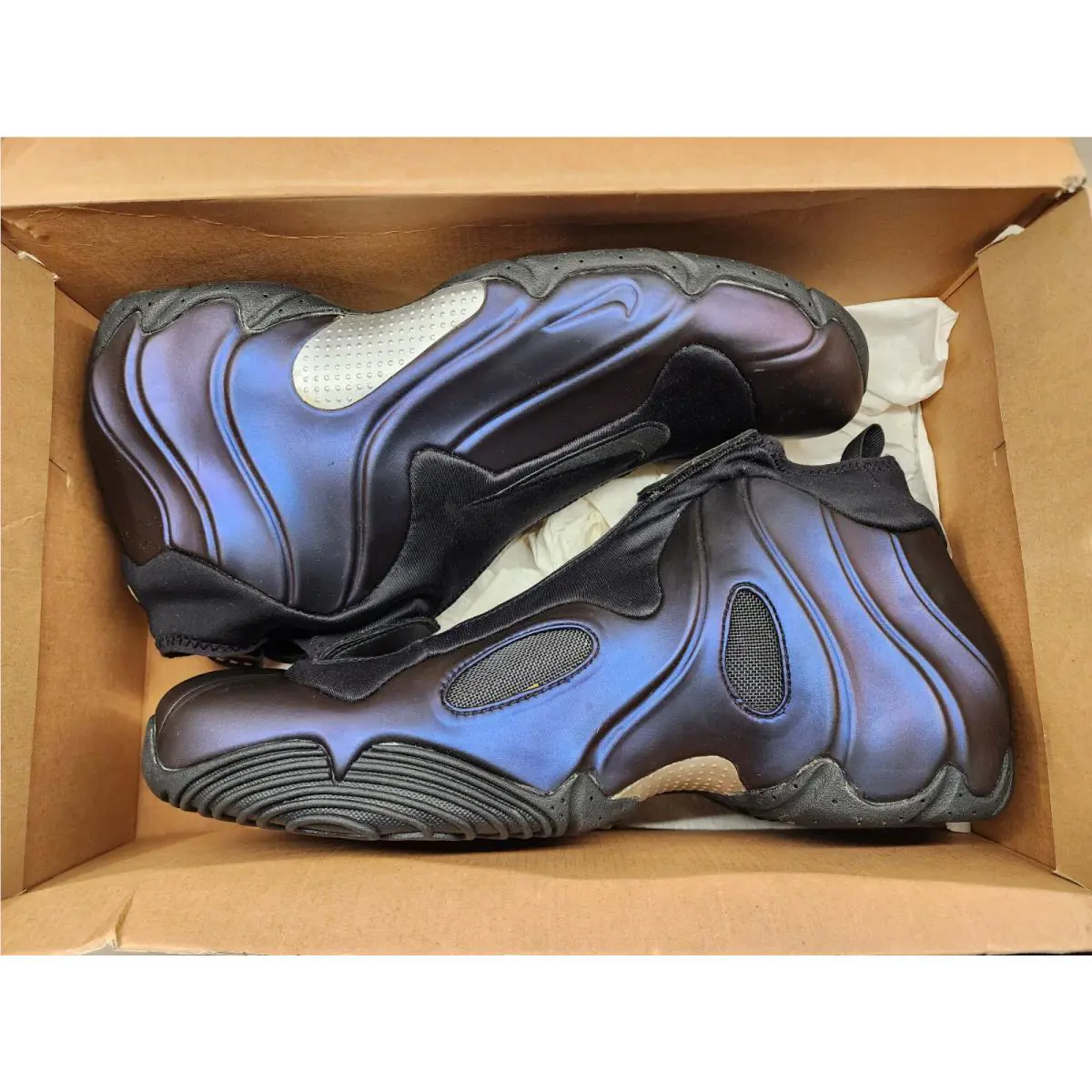 Nike shoes - Nike Air Flightposite - Air Flightposite - 624015-051 - Black/ Eggplant-Metallic Silver (UPC: 091205510883) 0