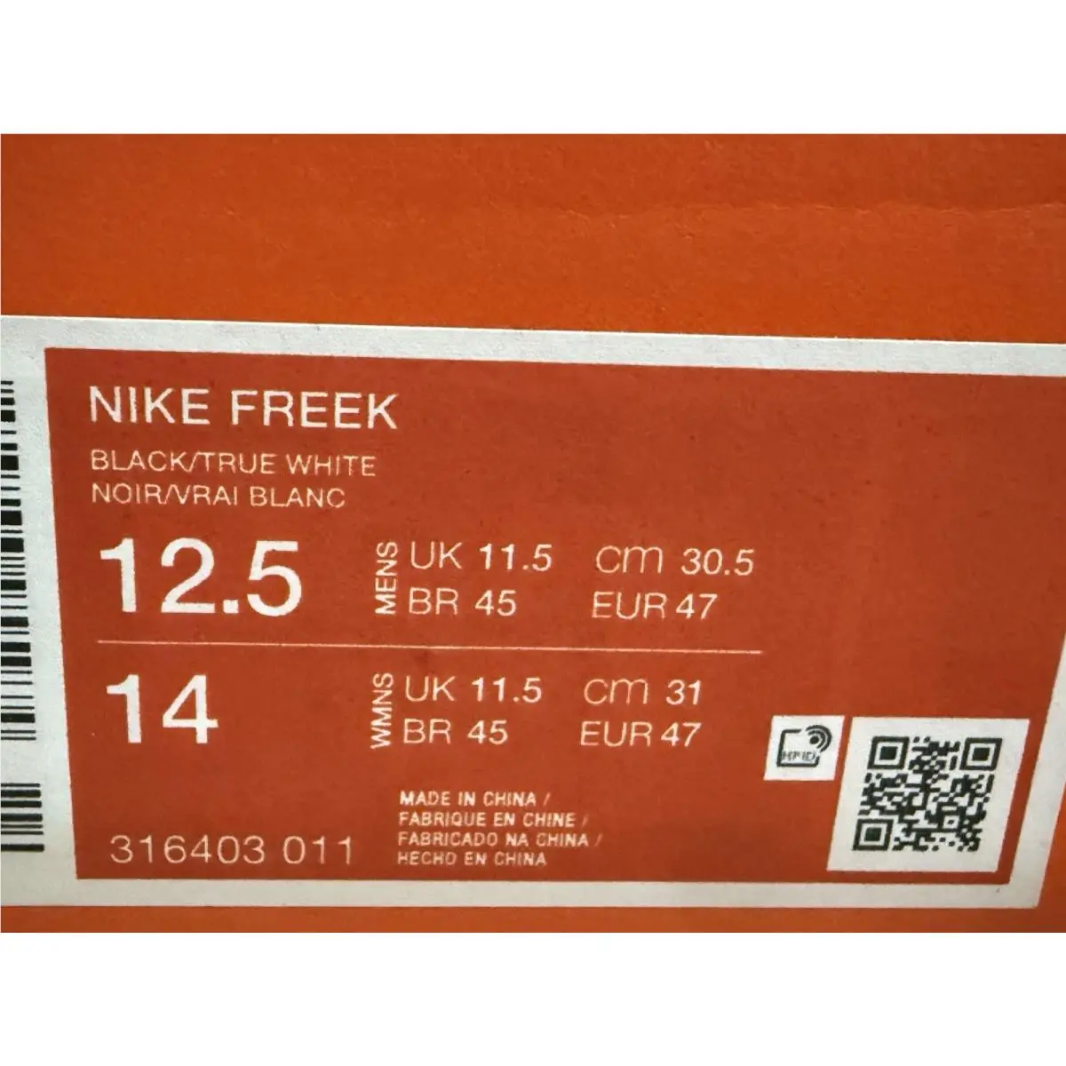 Nike shoes - Nike Freek - Freek - 316403-011 - Black, Manufacturer: Black/True White 6