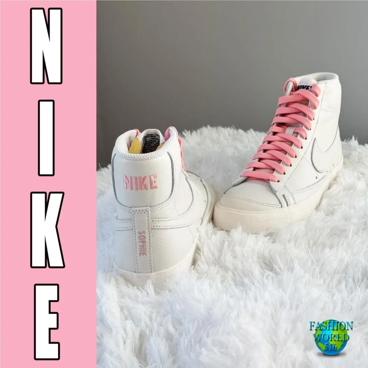 Nike Blazer Mid Nby `nike By You` Custom DO7433-900 Women`s Size 7.5 White/pink