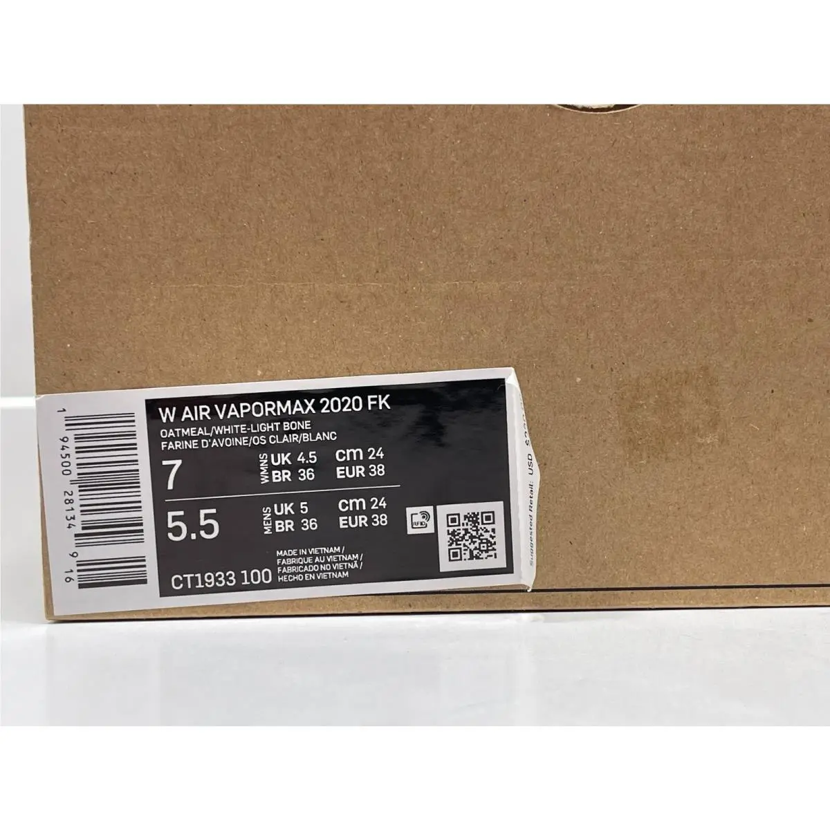 Nike shoes - MIKE AIR VAPORMAX 2020 FK - CT1933-100 - Oatmeal` (UPC: 194500281349) 8