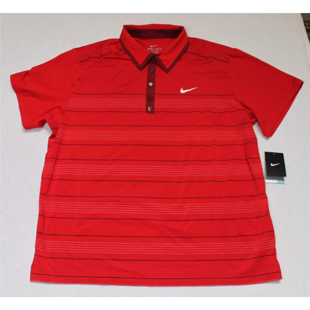 Nike Dri-fit Roger Federer French Open 2011 Tennis Shirt Red Size 2XL 27X30.5