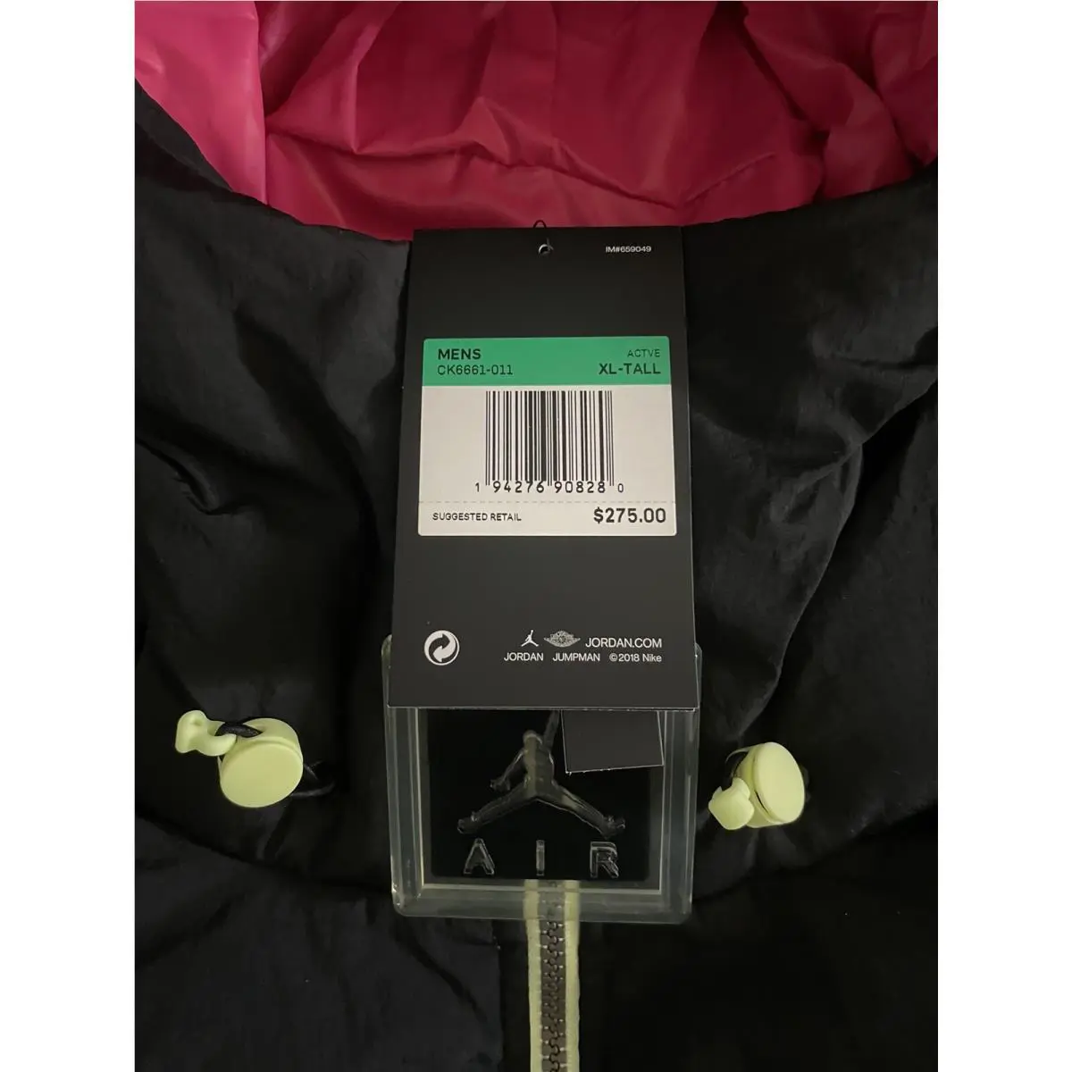 Nike clothing - Air Jordan - Air - CK6661-011 - Black/Green-Pink (UPC: 0194276908280) 4