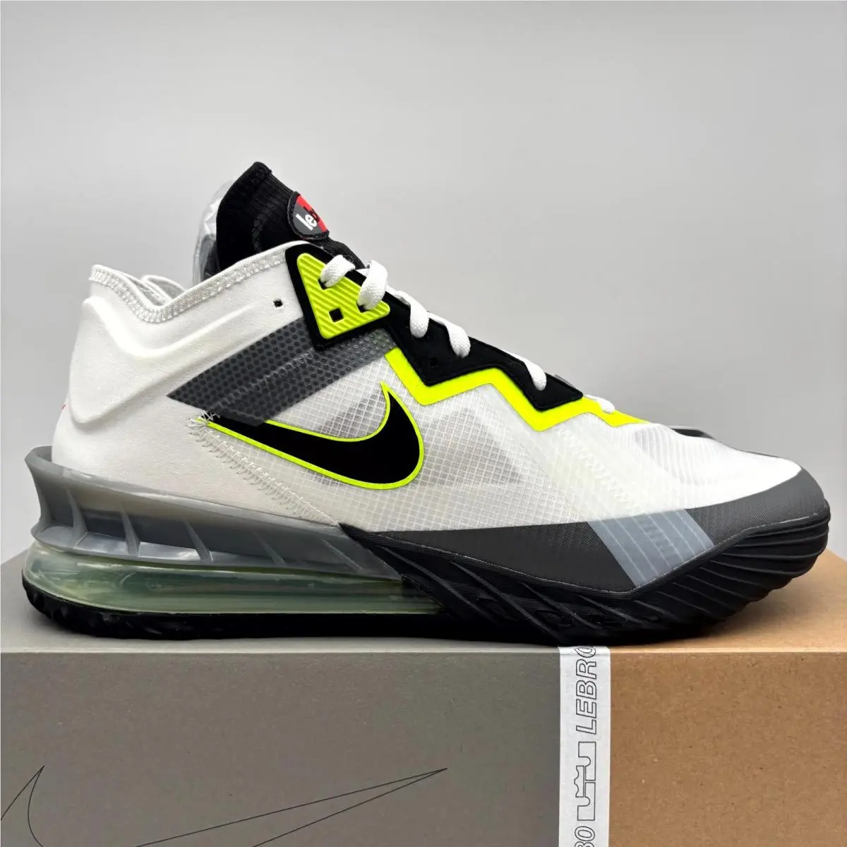 Nike Lebron 18 Low Greedy White Black Athletic Shoes Size 13 Men`s CV7562-100 - Black