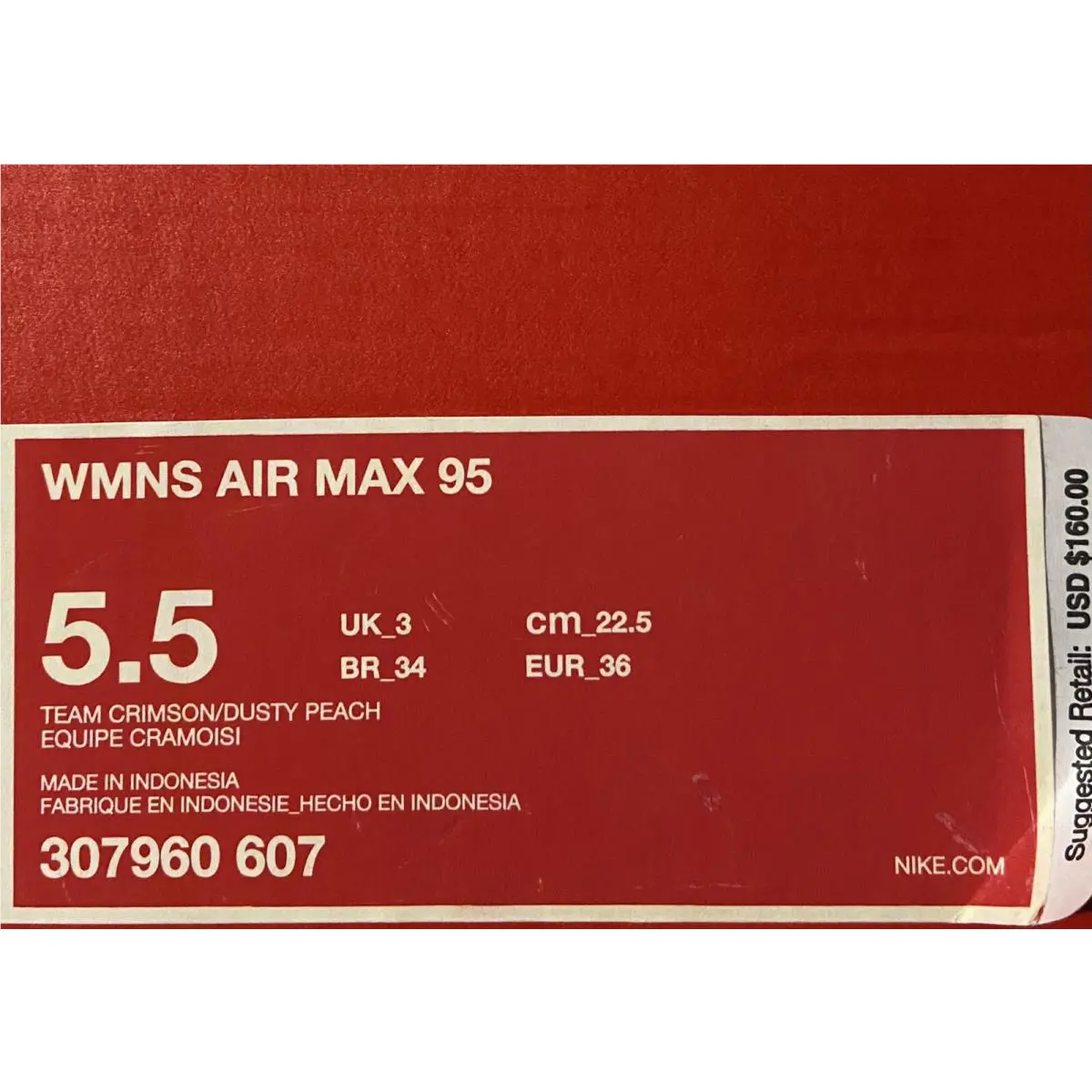Nike shoes - Nike Air Max 95 - Air Max - 307960-607 - Crimson (UPC: 886915784750) 6