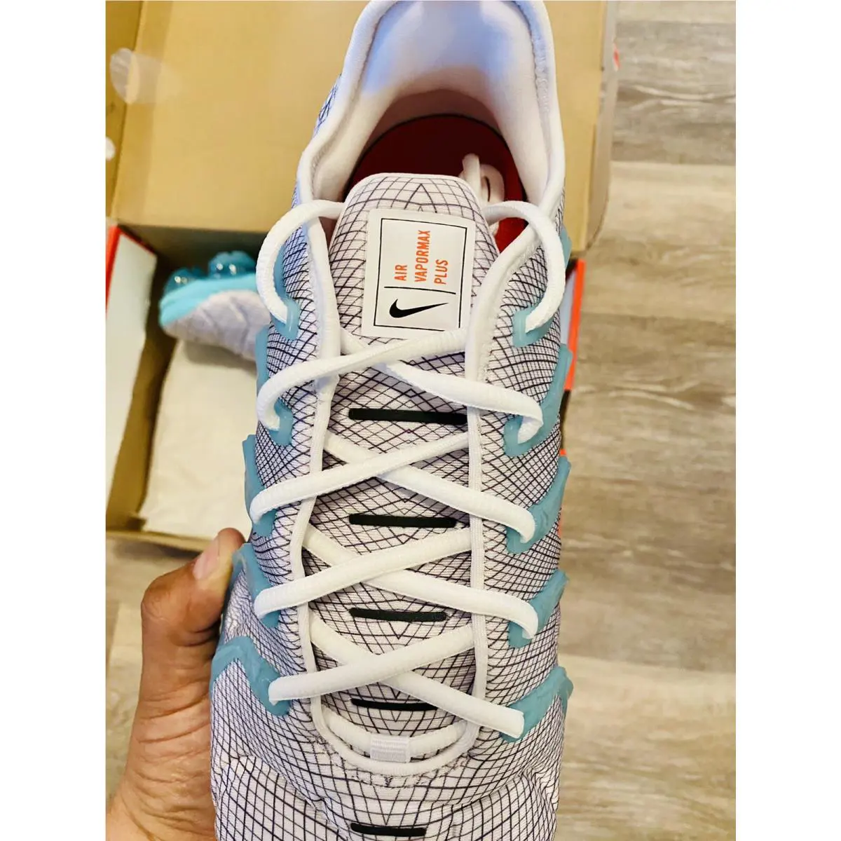 Nike shoes - Nike Air Vapormax Plus - Air Vapormax Plus - 924453-107 - White-Black-Aurora Green-Orange (UPC: 193145566866) 6