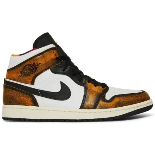 Nike Air Jordan 1 Mid SE Wear-away - Taxi White Black DQ8417-07 Men`s 12 - Black