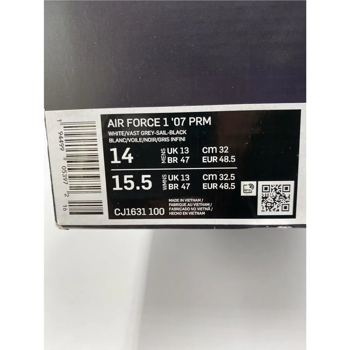 Nike shoes - Nike Air Force 1 - Air Force - CJ1631 100 - White/Vast Grey-Sail-Black (UPC: 194499053972) 6