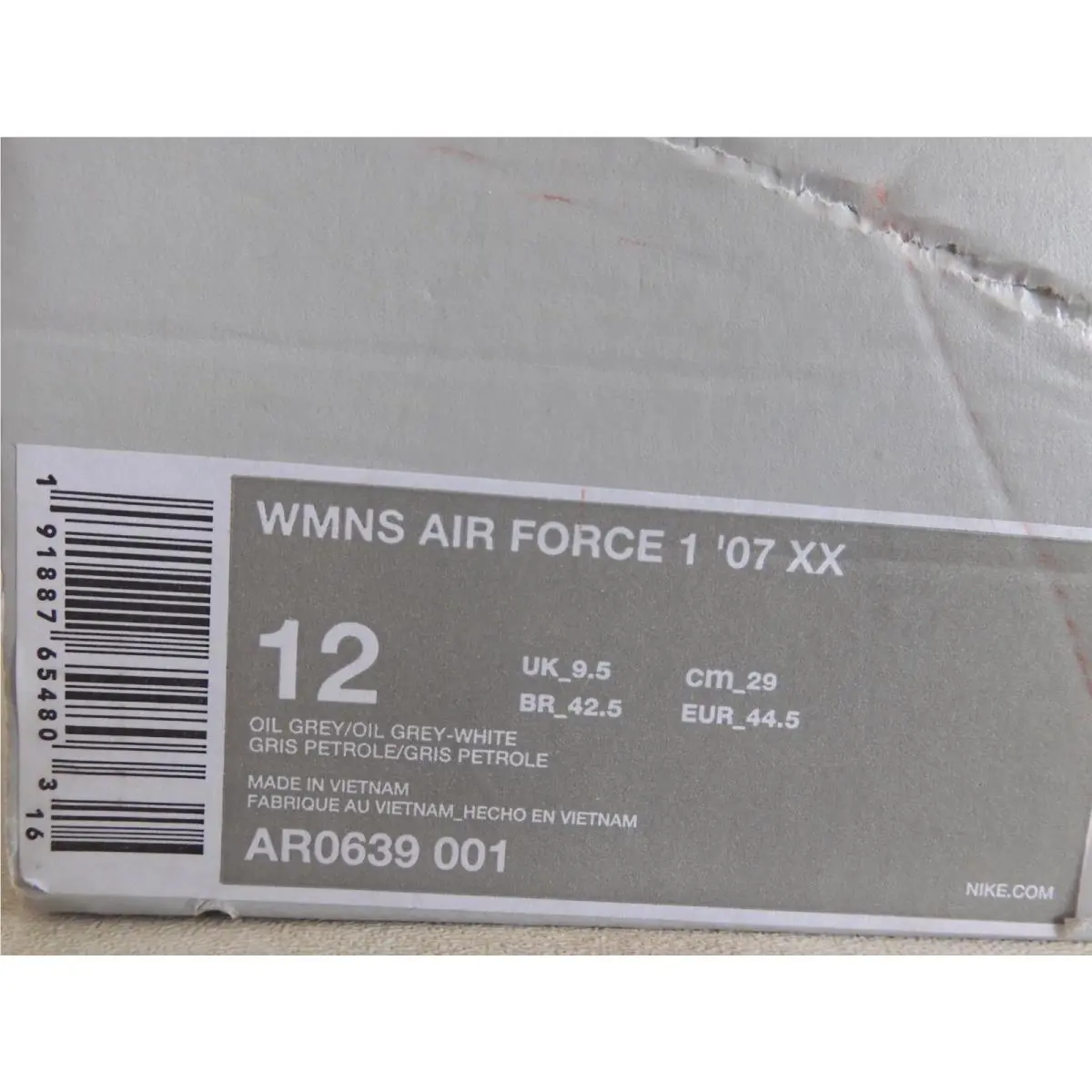 Nike shoes - Nike Air Force 1 `07 - AR0639-001 - Gray (UPC: 191887654803) 3