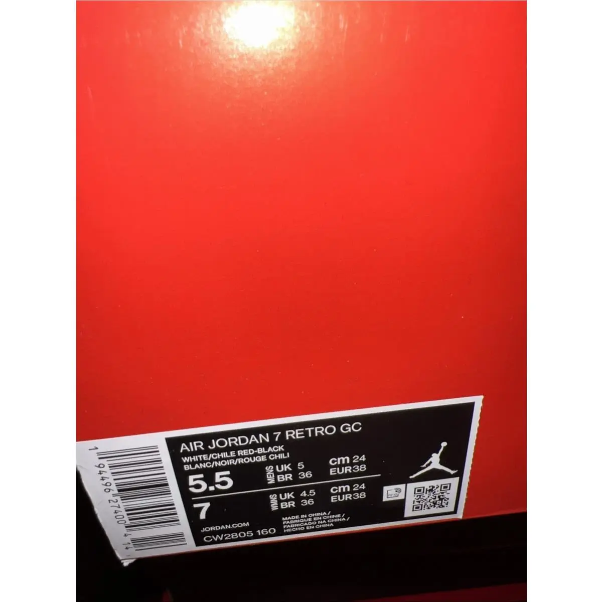 Nike shoes - Air Jordan 7 - Air - CW2805-160 - White, Manufacturer: Chile Red (UPC: 0194496274004) 2