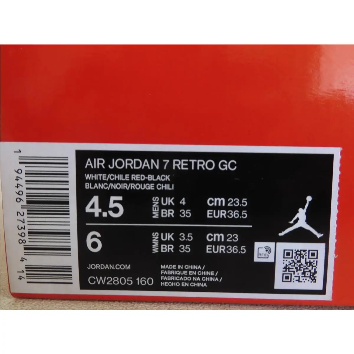 Nike shoes - Air Jordan 7 - Air - CW2805-160 - White, Manufacturer: Chile Red (UPC: 0194496274004) 6