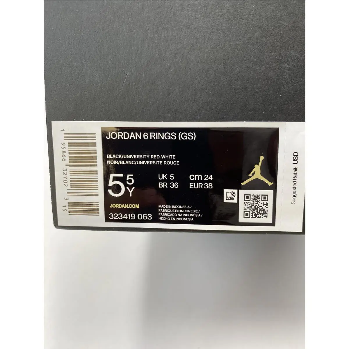 Nike shoes - Nike Air Jordan 6 - Air - 323419 063 - Black/University Red-White (UPC: 195866327023) 6