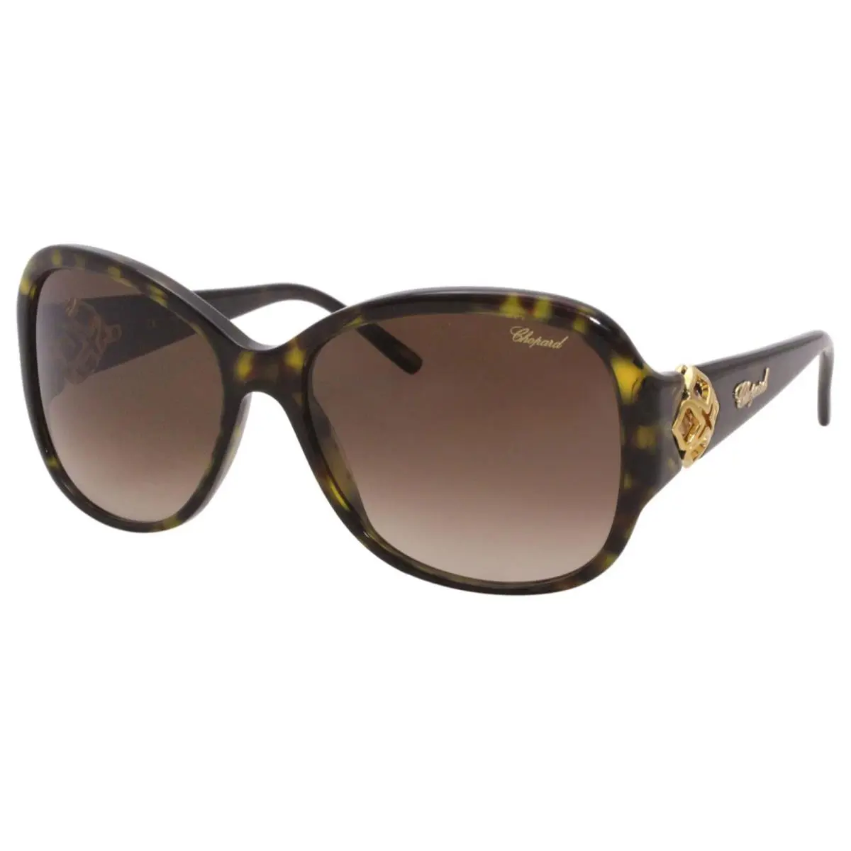 Chopard Women`s Luxury Tortoise Topaz Crystal Accent Sunglasses-made In Italy