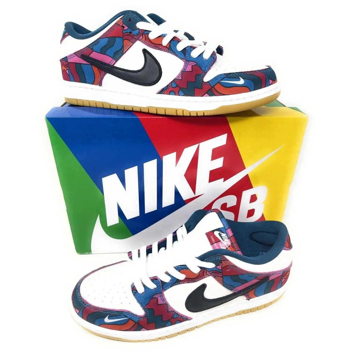 Nike SB Dunk Low Pro Parra Abstract Art Mens 9.5 DH7695-600 White Multi Gum Sole