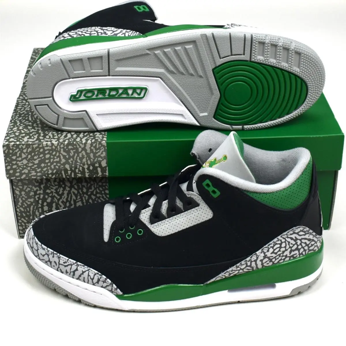 Nike Air Jordan 3 Retro Black Pine Green Sneakers Men`s 10 DS 2021