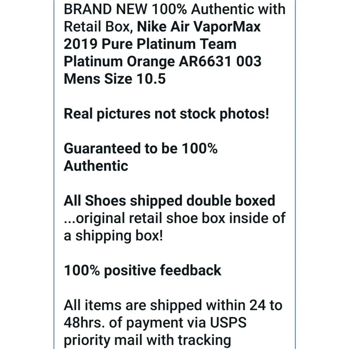 Nike shoes - Nike Air VaporMax 2019 Pure Platinum - AR6631 003 - Pure Platinum/Black/White/Orange (UPC: 886736118192) 10