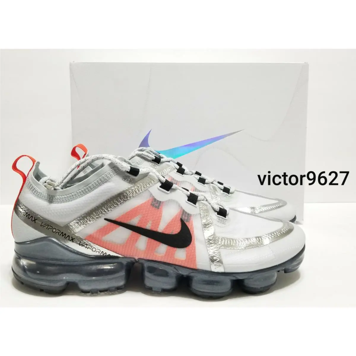Nike shoes - Nike Air VaporMax 2019 Pure Platinum - AR6631 003 - Pure Platinum/Black/White/Orange (UPC: 886736118192) 2