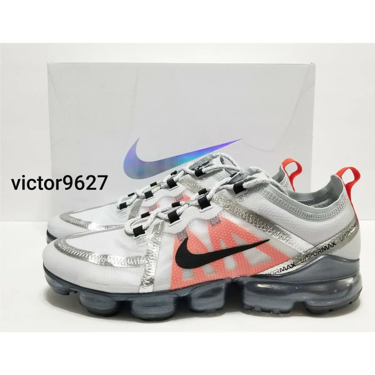 Nike shoes - Nike Air VaporMax 2019 Pure Platinum - AR6631 003 - Pure Platinum/Black/White/Orange (UPC: 886736118192) 3