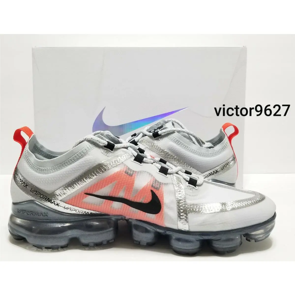 Nike shoes - Nike Air VaporMax 2019 Pure Platinum - AR6631 003 - Pure Platinum/Black/White/Orange (UPC: 886736118192) 4