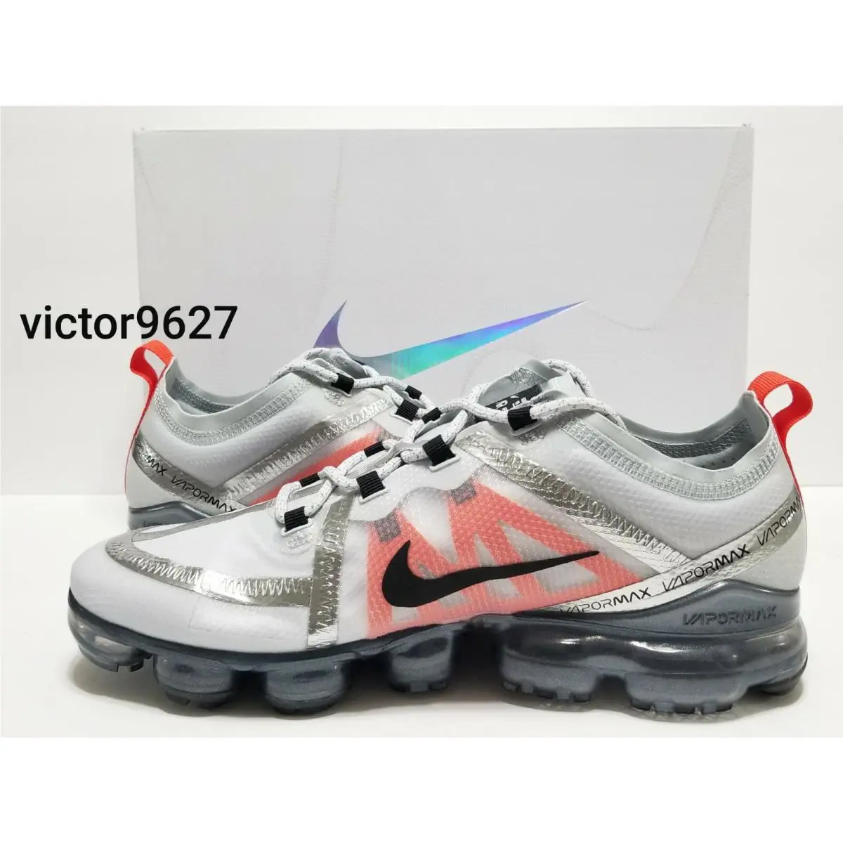 Nike shoes - Nike Air VaporMax 2019 Pure Platinum - AR6631 003 - Pure Platinum/Black/White/Orange (UPC: 886736118192) 5