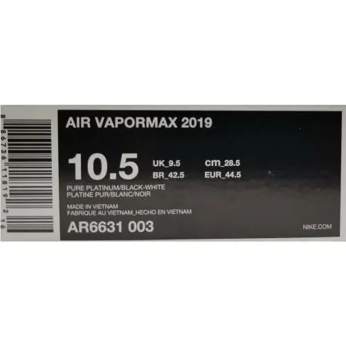 Nike shoes - Nike Air VaporMax 2019 Pure Platinum - AR6631 003 - Pure Platinum/Black/White/Orange (UPC: 886736118192) 9