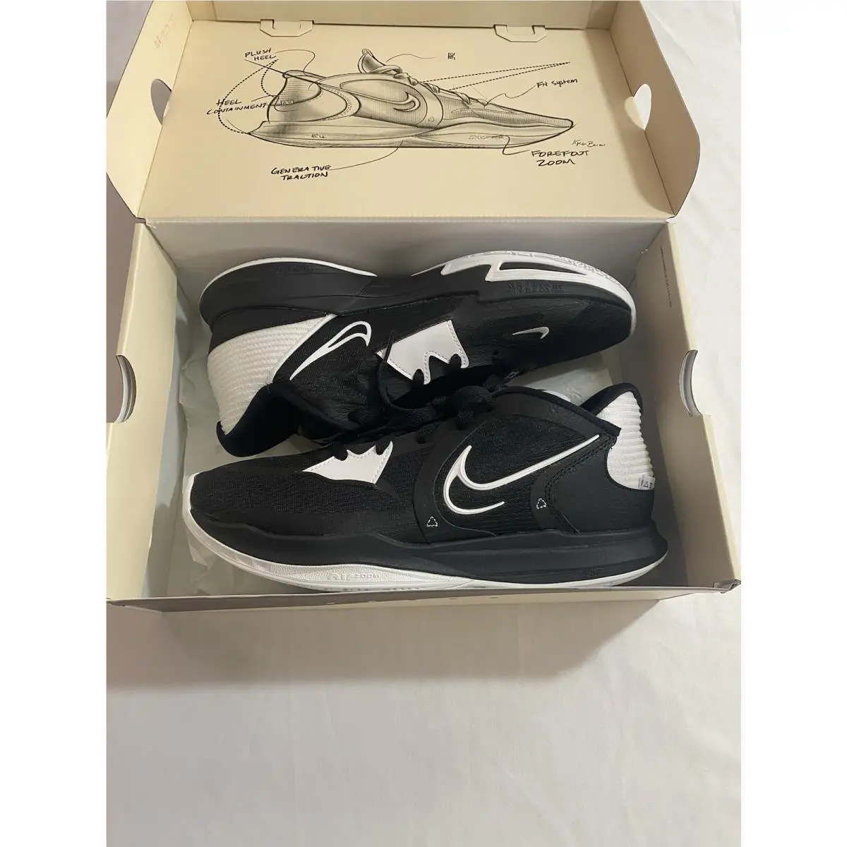 Mens Size 9.5 Black White Nike Kyrie Low 5 TB Basketball Shoes DO9617 002 - Black