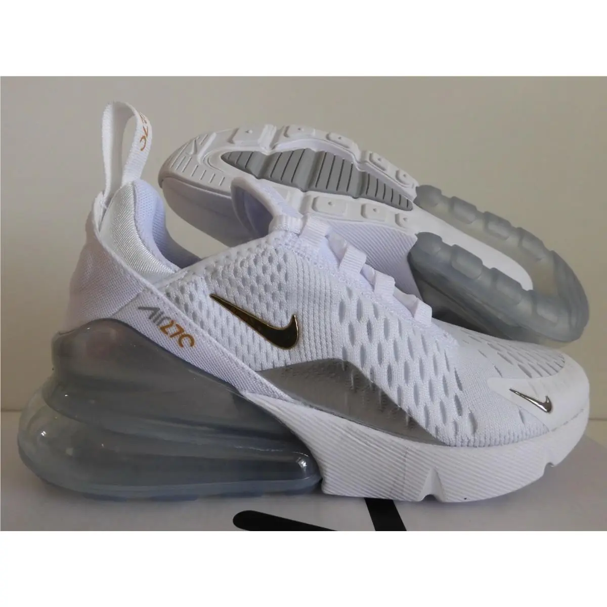 Wmns Nike Air Max 270 Ess White-metallic Gold SZ 5 DM3080-100 - White