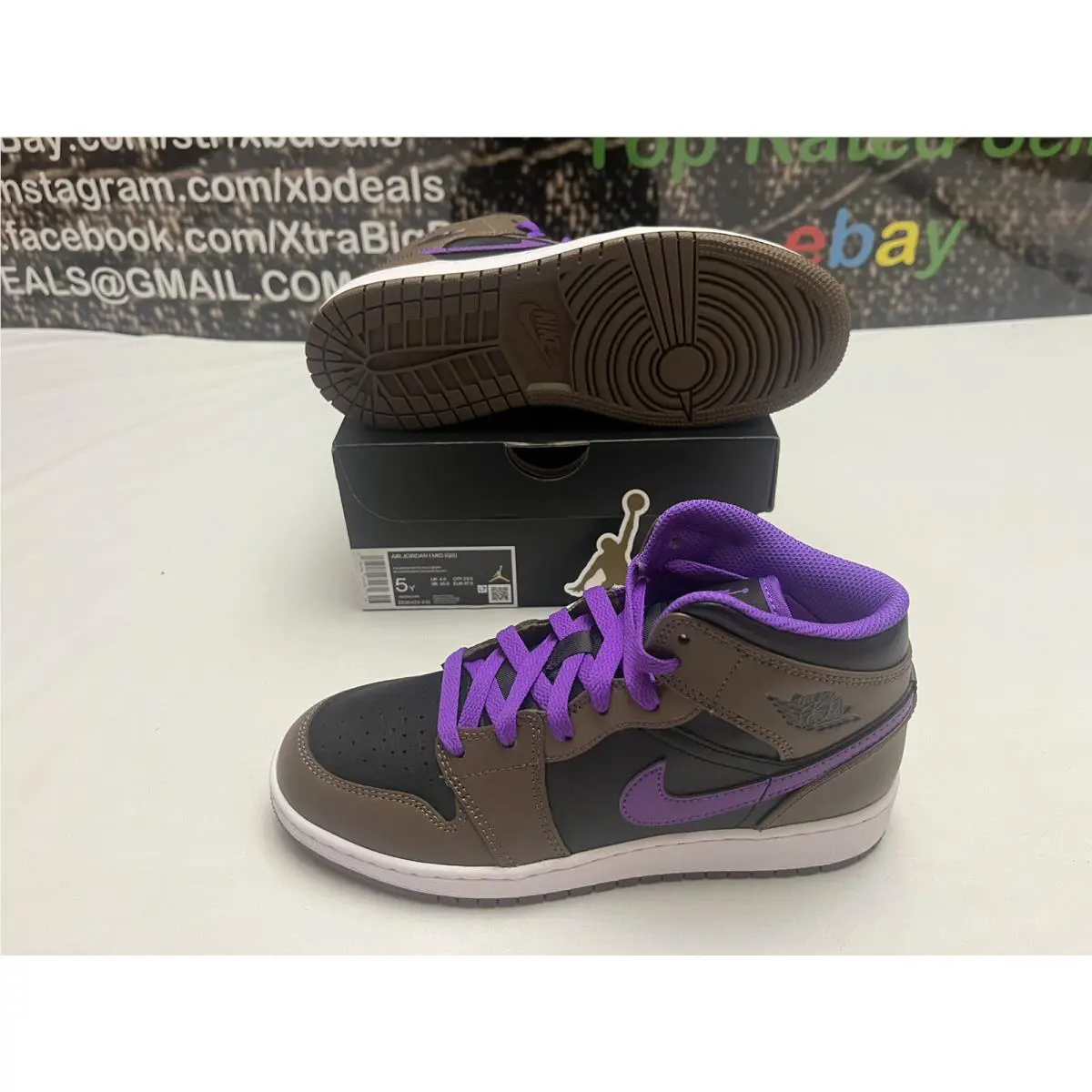 Nike shoes - Jordan Air 1 Mid GS - Brown (UPC: 196154474931) 0
