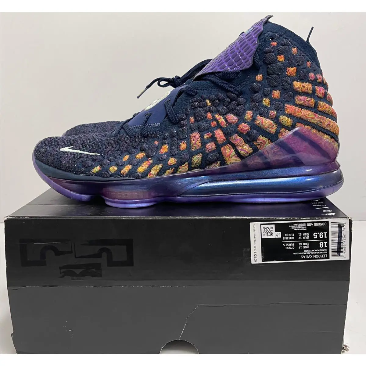 Nike Lebron 17 Monstarscd CD5050 400 Navy Heather/multi-color-black Size 18