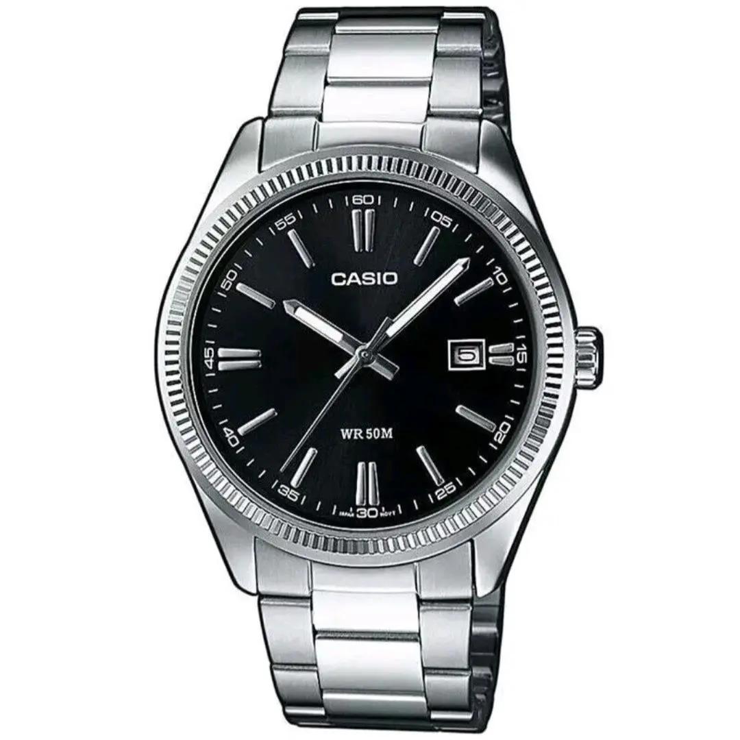 Casio Collection MTP-1302D-1A1 Men`s 38.5mm Stainless Steel Black Dial Watch