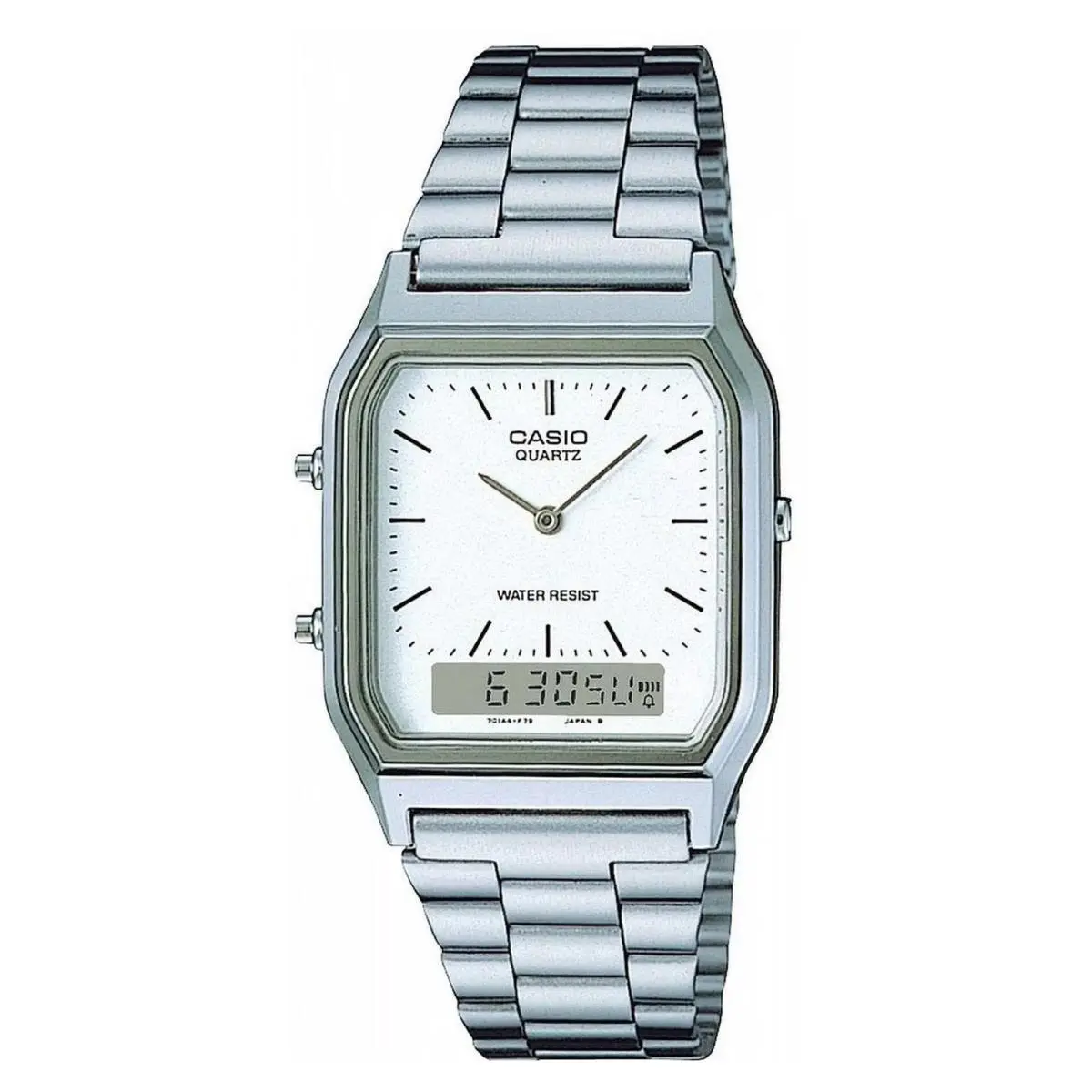 AQ-230A-7DMQ Men`s  Analog-digital Stainless Steel White Dial Watch by Casio