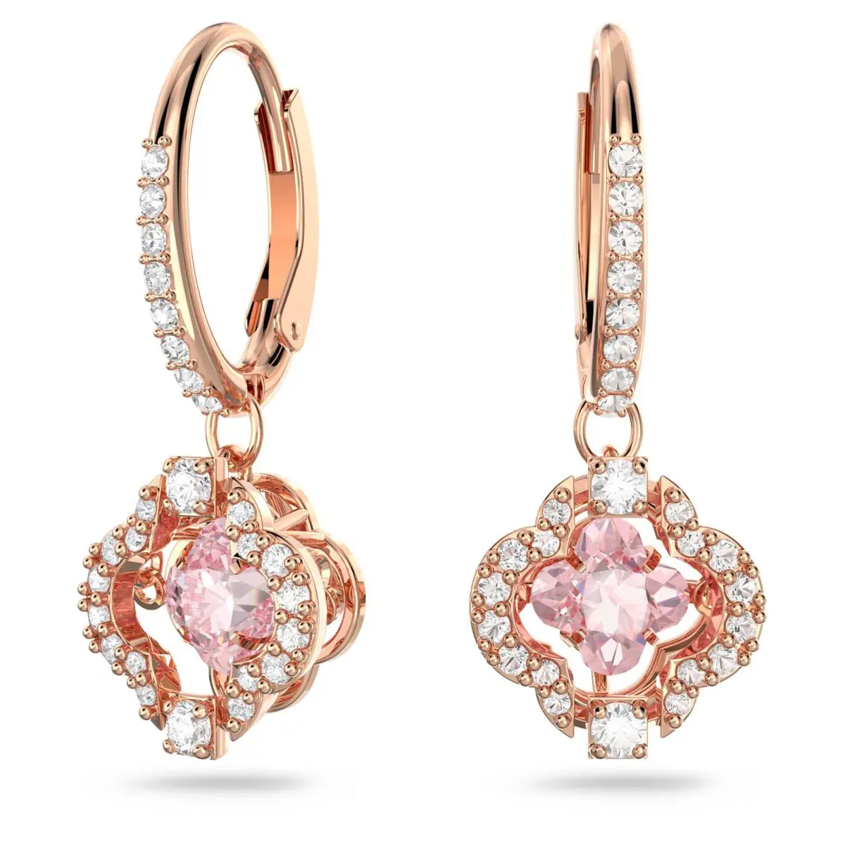 Swarovski Una Drop Earrings Clover Pink Rose Gold-tone Plated 5516477