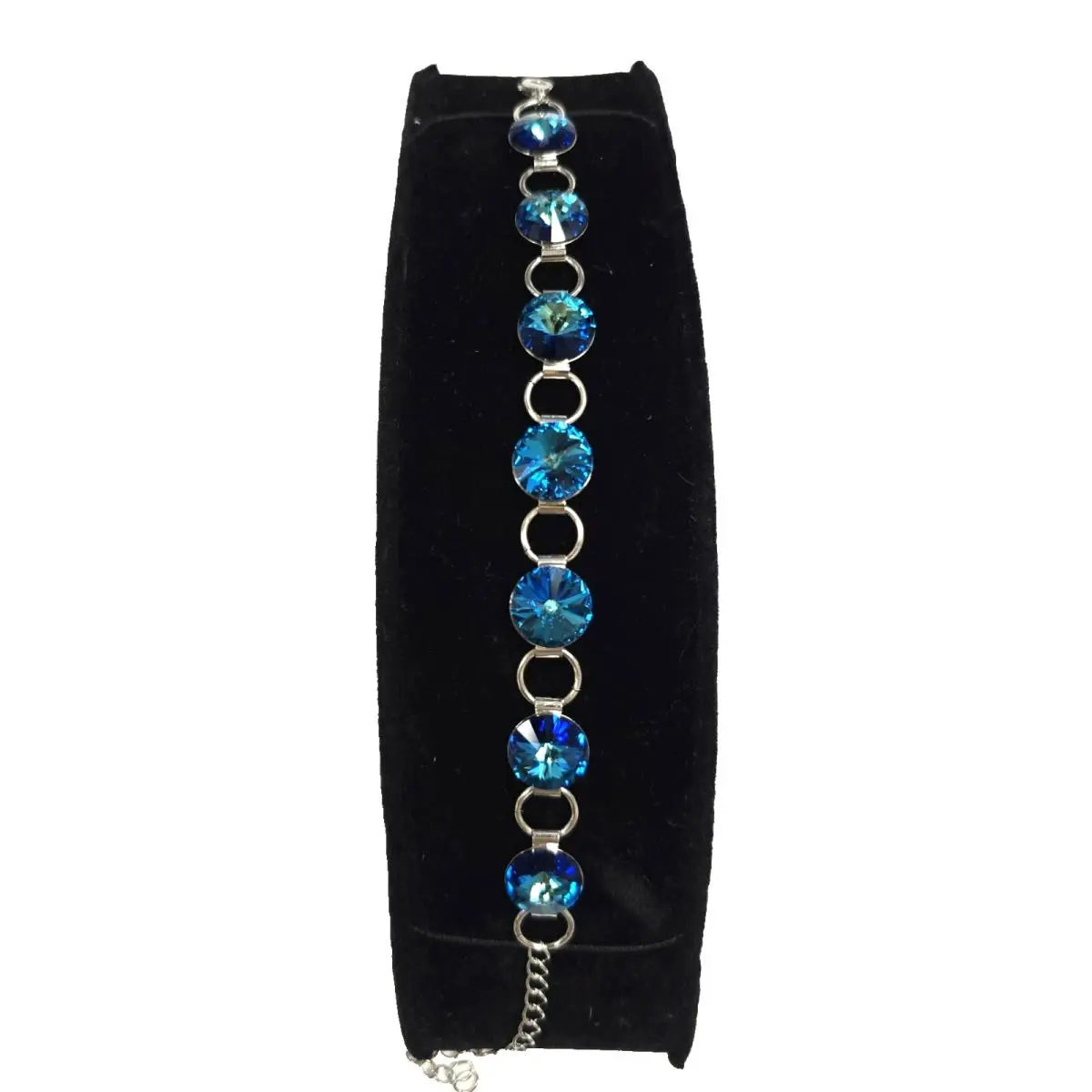 Marea Blue  Crystal Round Silver Chain Bracelet -czech Republc by Swarovski