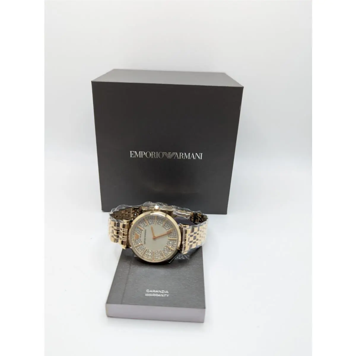 Emporio Armani AR11608 Womens Beige Dial Gold Tone Round Analog Wristwatch
