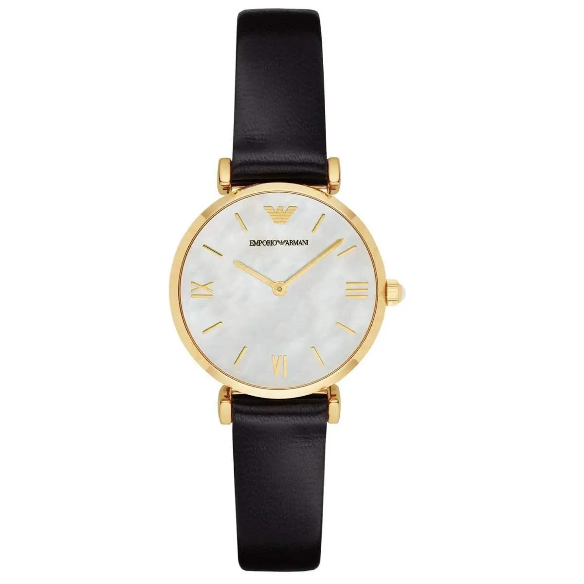 Emporio Armani Women`s Two-hand Black Leather Watch Model: AR1910