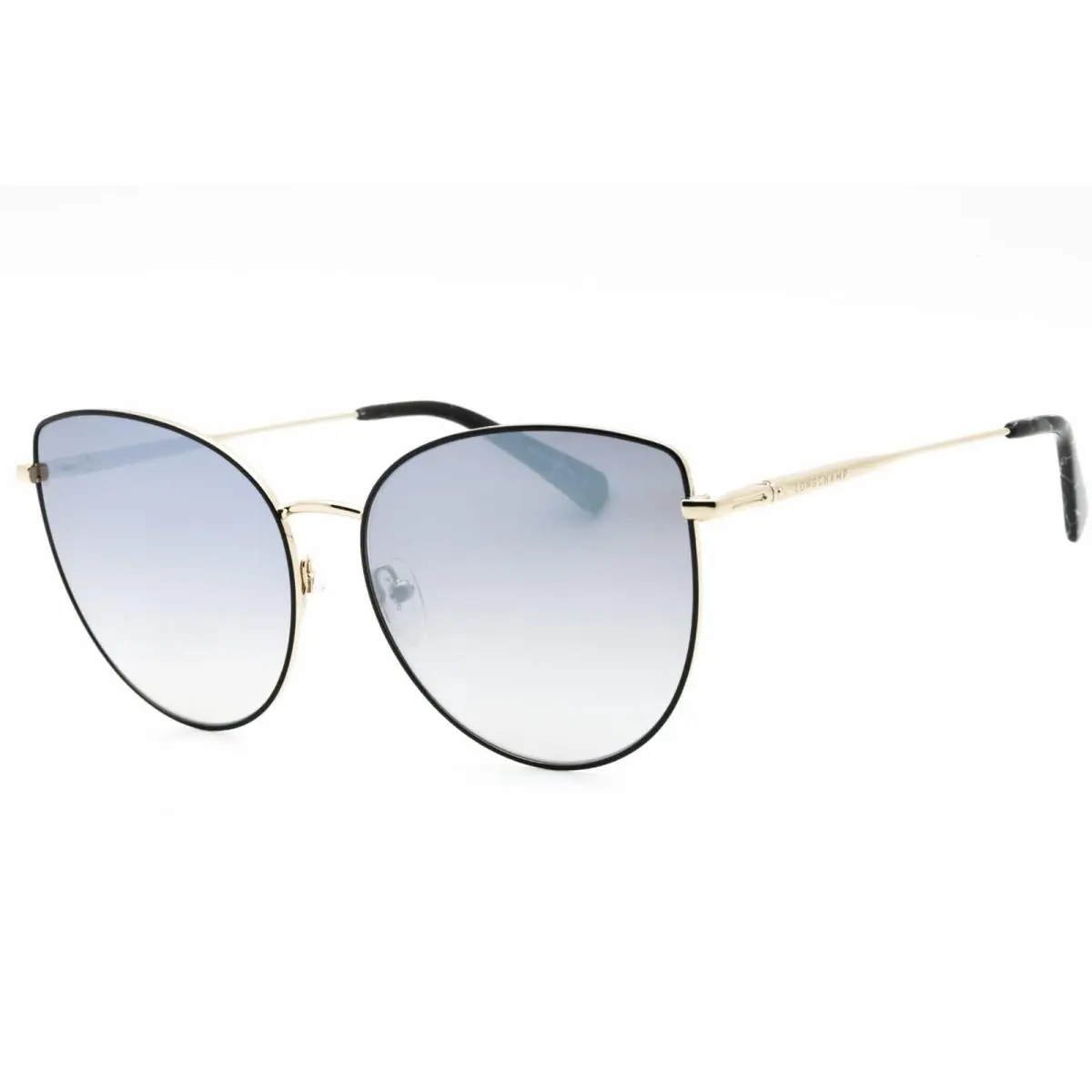Longchamp Women`s Sunglasses Gold/black Metal Cat Eye Full Rim Frame LO158S 728