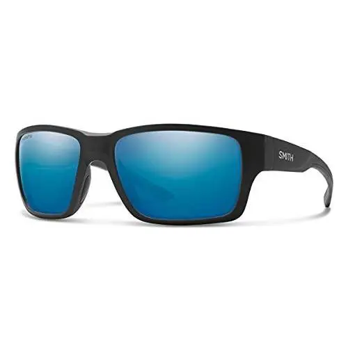 Smith Optics Outback Square Sunglasses in Black/chromapop Polarized Blue Mirror