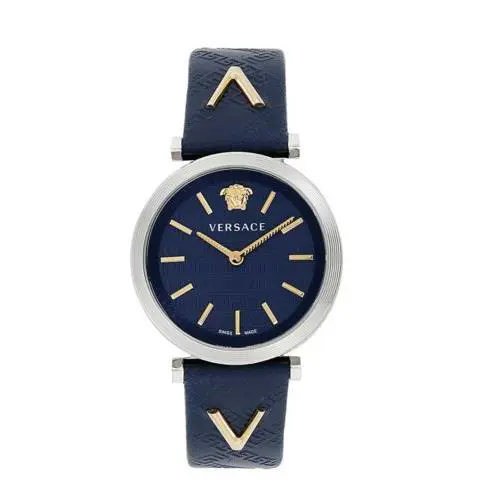 Versace Stainless Steel Leather Strap Women`s Watch