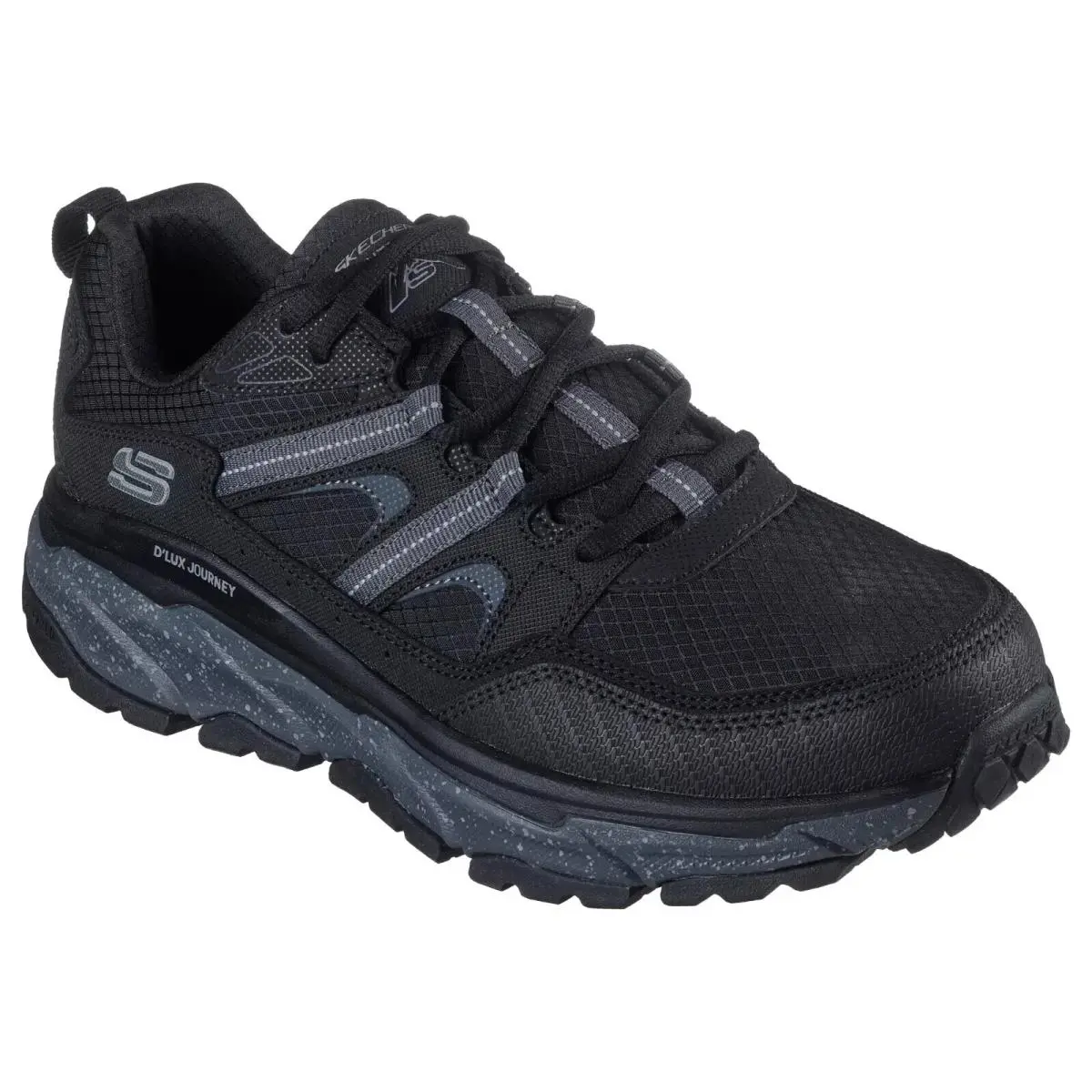 Black Skechers Men Shoes Leather Sport Trail Outdoor Cushion Memory Foam 237192