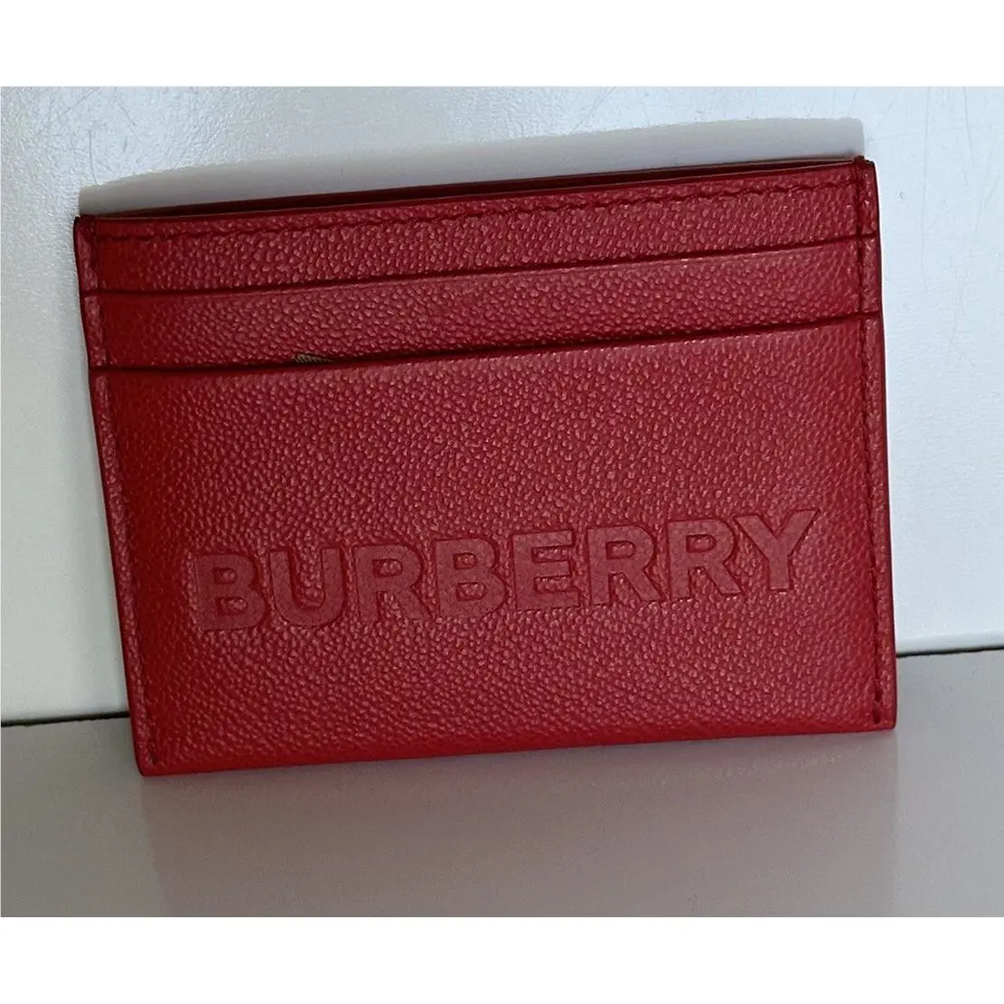 Burberry Sandon Embossed Smooth Leather Red Card Case 80613681