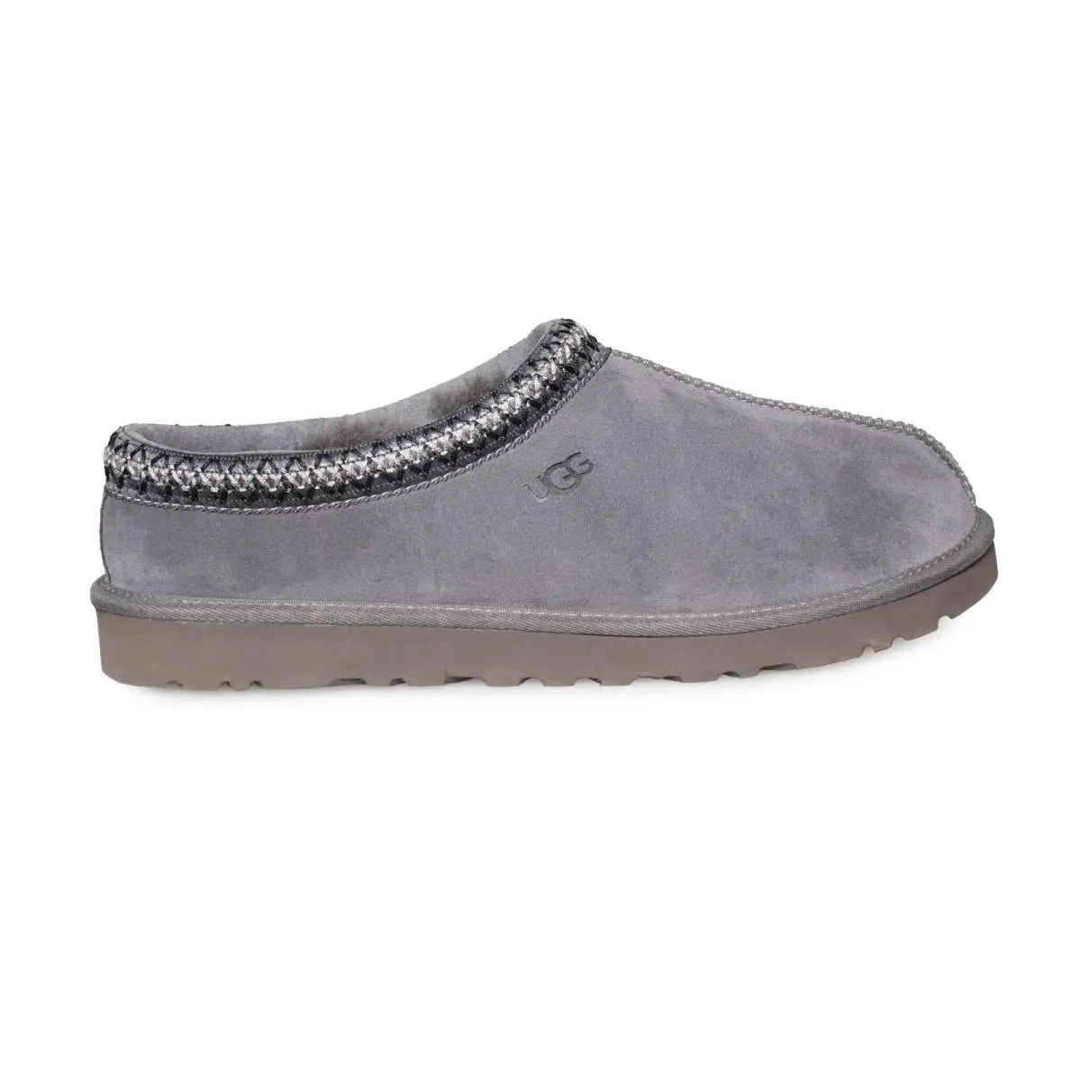 Ugg Tasman Dark Grey Suede Sheepskin Braid Classic Men`s Slippers Size US 12 - Dark Grey