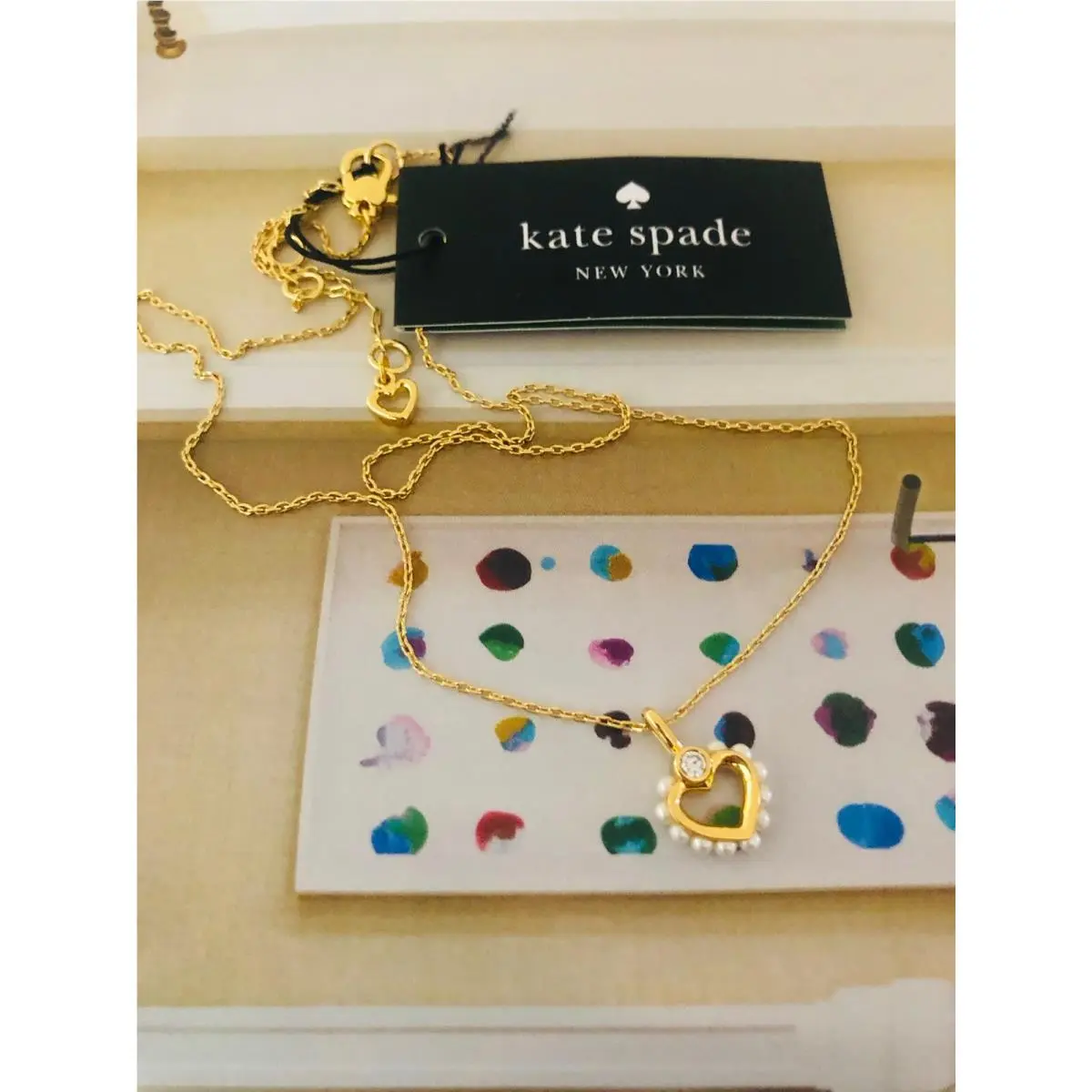 Kate Spade New York Gold-tone Crystal Pearls Heart Pendant Necklace