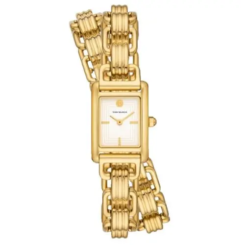 Tory Burch Eleanor TBW1067 Cream Dial Gold Double Braclet 19MM Womens Watch
