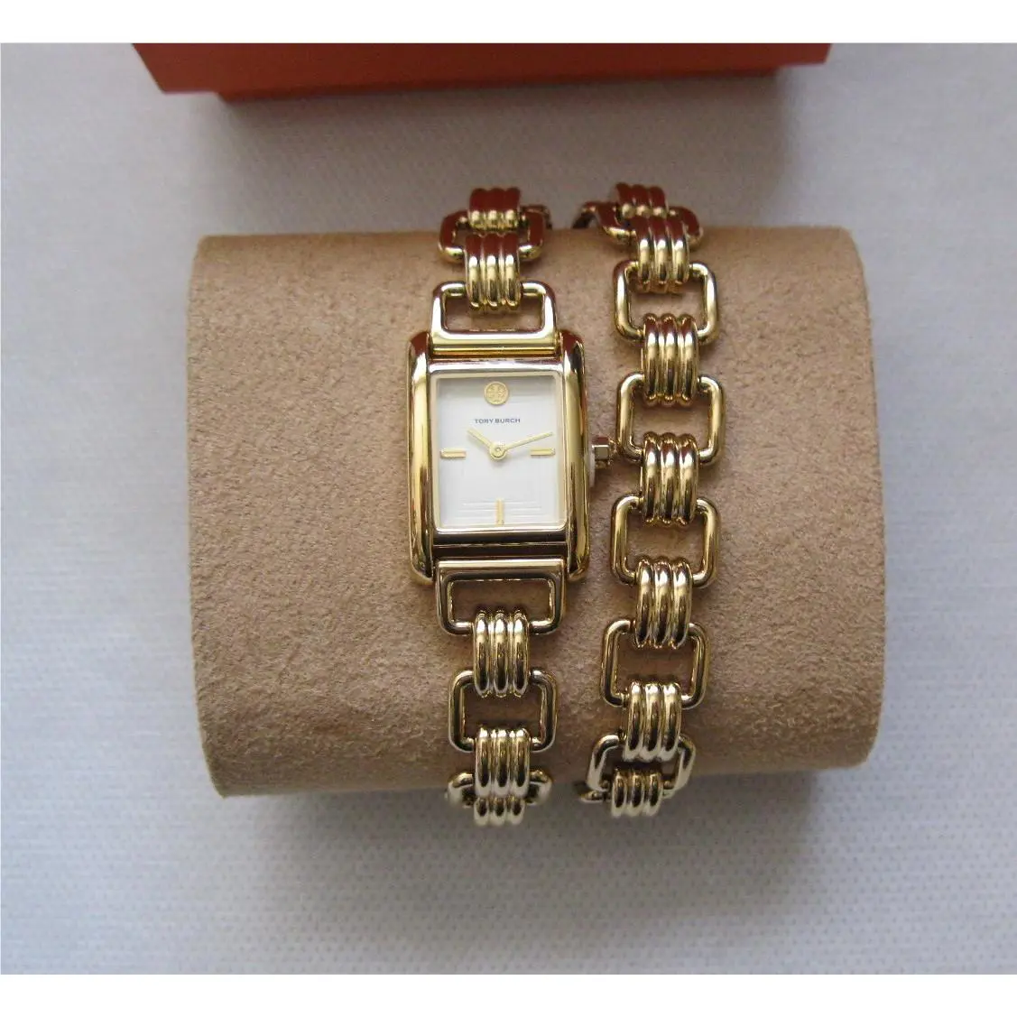 Tory Burch Eleanor TBW1067 Cream Dial Gold Double Braclet 19MM Womens Watch