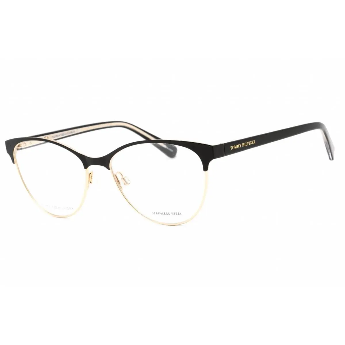 Women`s Eyeglasses Matte Black Gold Metal Frame TH 1886 0I46 00 by Tommy Hilfiger